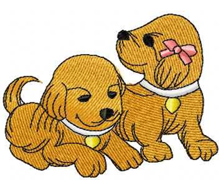 Two Puppies machine embroidery design